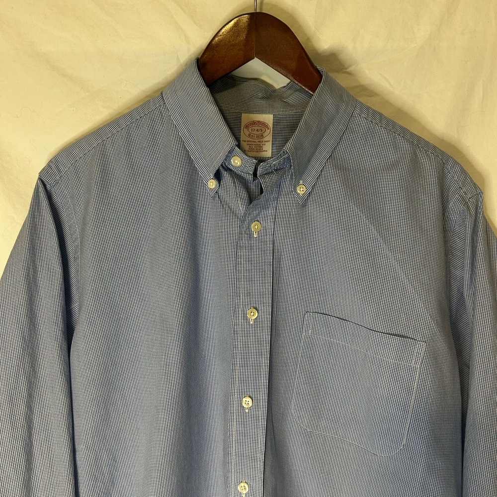 Men's Brooks Brothers Blue Button-Down Shirt size 17 4/5